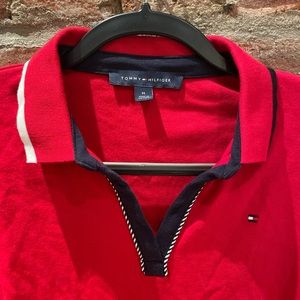 Tommy Hilfiger, Red Long Sleeve Polo, Size M